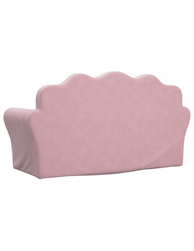 Divano per Bambini a 2 Posti Rosa in Morbido Peluche