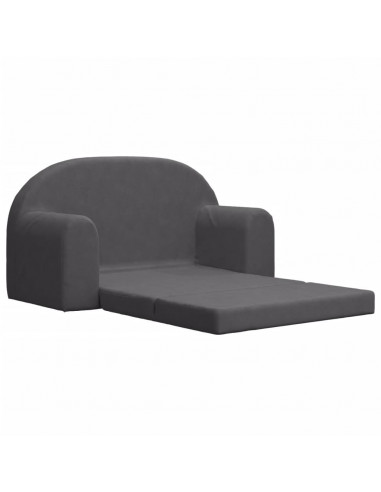 Divano Letto per Bambini a 2 Posti Antracite in Morbido Peluche
