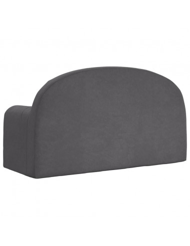 Divano Letto per Bambini a 2 Posti Antracite in Morbido Peluche