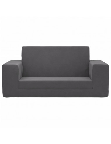 Divano Letto per Bambini a 2 Posti Antracite in Morbido Peluche
