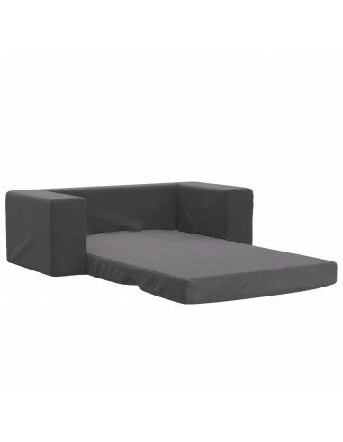 Divano Letto per Bambini a 2 Posti Antracite in Morbido Peluche