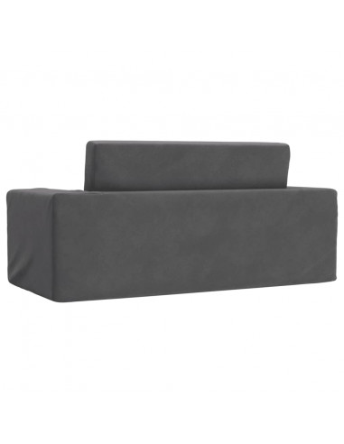 Divano Letto per Bambini a 2 Posti Antracite in Morbido Peluche