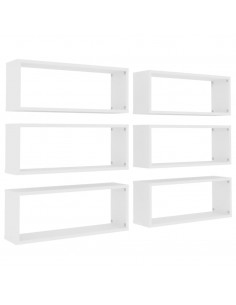 Mensole Parete a Cubo 6pz Bianche 60x15x23 cm Legno Multistrato