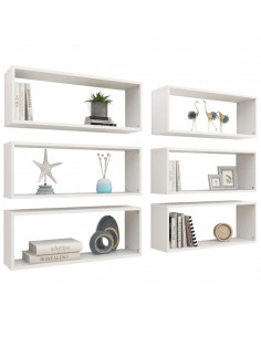 Mensole Parete a Cubo 6pz Bianche 60x15x23 cm Legno Multistrato 2