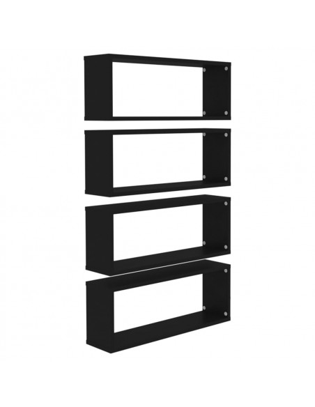 Mensole Parete a Cubo 4pz Nere 60x15x23 cm Legno Multistrato