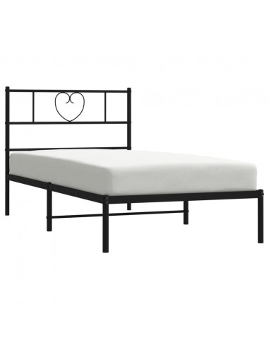 Giroletto con Testiera in Metallo Nero 75x190 cm