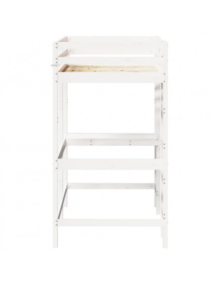 Letto Soppalco con Scrivania Bianco 90x200 cm Massello Pino