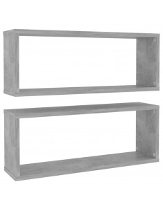 Mensole Parete a Cubo 2pz Grigio Cemento 60x15x23cm Multistrato