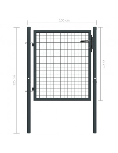 Cancello per Giardino in Acciaio Zincato 100x125 cm Grigio