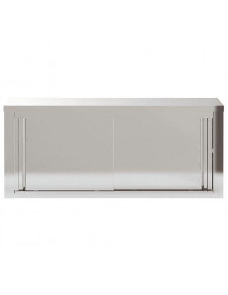 Mobile Cucina da Parete con Ante Scorrevoli in Acciaio Inox