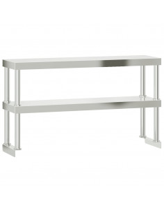 Ripiano per Tavolo da Lavoro 2 Piani 110x30x65 cm Acciaio Inox