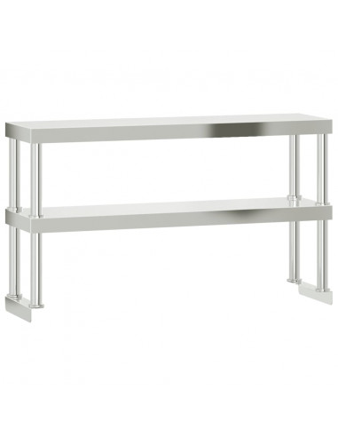 Ripiano per Tavolo da Lavoro 2 Piani 110x30x65 cm Acciaio Inox