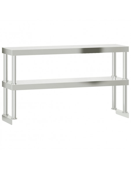Ripiano per Tavolo da Lavoro 2 Piani 110x30x65 cm Acciaio Inox