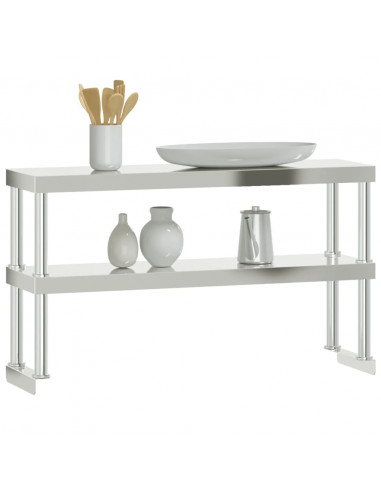 Ripiano per Tavolo da Lavoro 2 Piani 110x30x65 cm Acciaio Inox