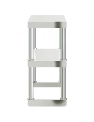 Ripiano per Tavolo da Lavoro 2 Piani 110x30x65 cm Acciaio Inox