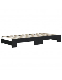 Divano Letto Estraibile con Cassetti Nero 80x200 cm in Tessuto 2