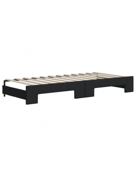 Divano Letto Estraibile con Cassetti Nero 80x200 cm in Tessuto