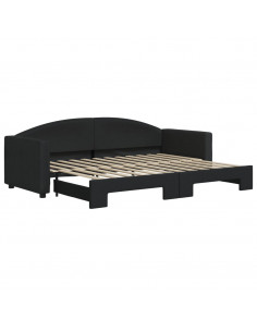 Divano Letto con Letto Estraibile Nero 80x200 Tessuto