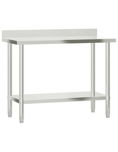 Tavolo Lavoro Cucina con Ripiano 110x55x150 cm Acciaio Inox