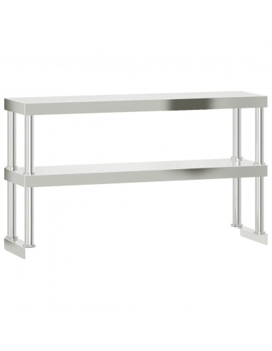 Tavolo Lavoro Cucina con Ripiano 110x55x150 cm Acciaio Inox