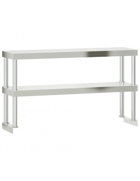 Tavolo Lavoro Cucina con Ripiano 110x55x150 cm Acciaio Inox