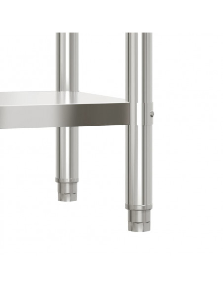 Tavolo Lavoro Cucina con Ripiano 110x55x150 cm Acciaio Inox