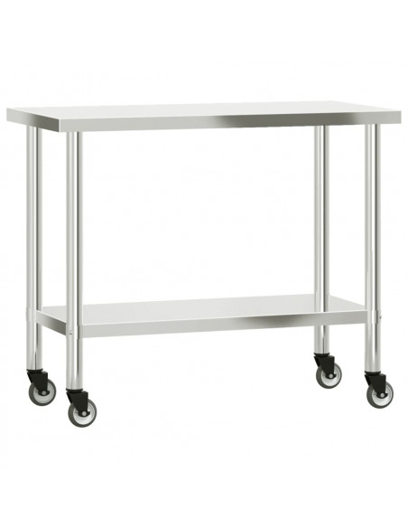 Tavolo Lavoro Cucina con Ripiano 110x55x150 cm Acciaio Inox