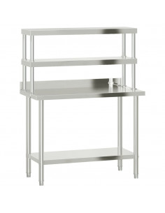 Tavolo Lavoro Cucina con Ripiano 110x55x150 cm Acciaio Inox