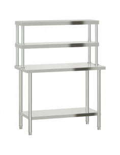 Tavolo Lavoro Cucina con Ripiano 110x55x150 cm Acciaio Inox