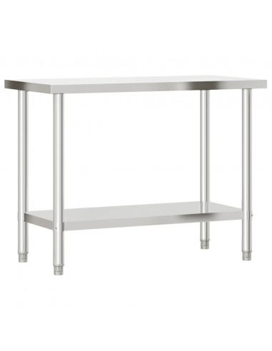 Tavolo Lavoro Cucina con Ripiano 110x55x150 cm Acciaio Inox