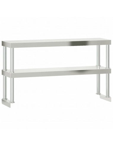 Tavolo Lavoro Cucina con Ripiano 110x55x150 cm Acciaio Inox