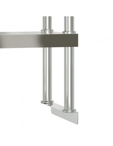 Tavolo Lavoro Cucina con Ripiano 110x55x150 cm Acciaio Inox