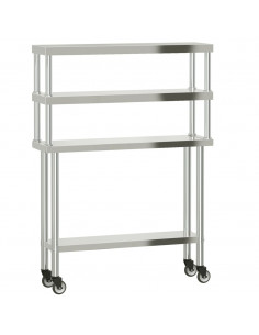 Tavolo Lavoro Cucina con Ripiano 110x30x150 cm Acciaio Inox