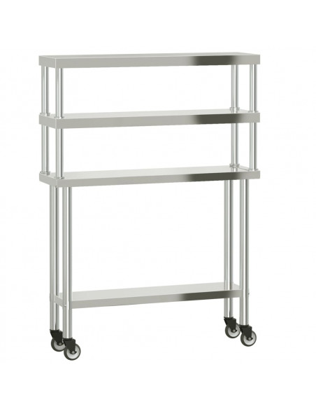 Tavolo Lavoro Cucina con Ripiano 110x30x150 cm Acciaio Inox
