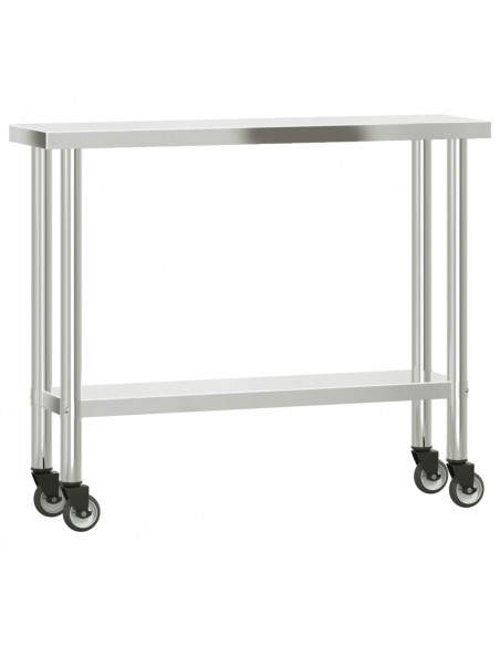 Tavolo Lavoro Cucina con Ripiano 110x30x150 cm Acciaio Inox