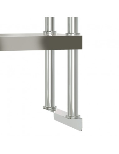 Tavolo Lavoro Cucina con Ripiano 110x30x150 cm Acciaio Inox