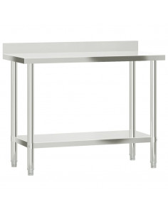 Tavolo Lavoro Cucina con Paraschizzi 110x55x93cm Acciaio Inox