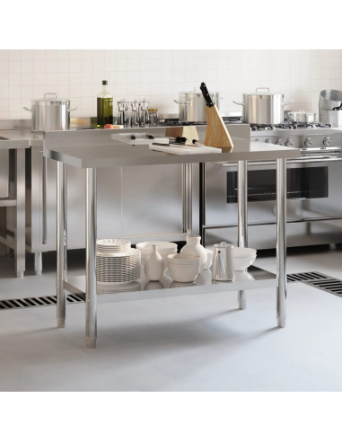 Tavolo Lavoro Cucina con Paraschizzi 110x55x93cm Acciaio Inox