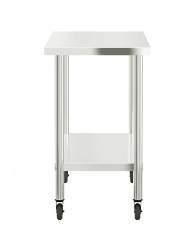 Tavolo da Lavoro Cucina con Ruote 110x55x85 cm in Acciaio Inox