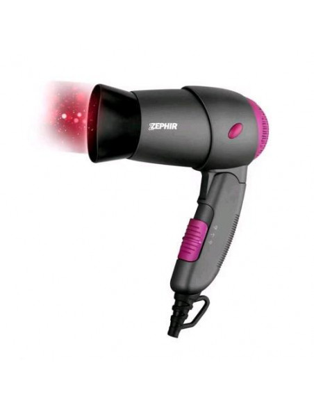 ZEPHIR ASCIUGACAPELLI DA VIAGGIO PIEGHEV.1200W GRIGIO/FUCSIA ZHB1200