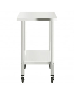 Tavolo da Lavoro Cucina con Ruote 110x55x85 cm in Acciaio Inox