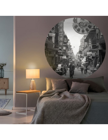 WallArt Carta da Parati Circolare Hong Kong the Old Days 190 cm