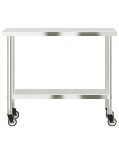 Tavolo da Lavoro Cucina con Ruote 110x55x85 cm in Acciaio Inox
