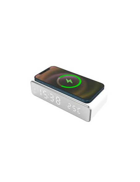 Techmade Sveglia con Ricarica Wireless Smartphone 15W Bianca
