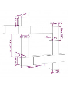 Set di Mobili Porta TV 9 pz Grigio Cemento in Legno Multistrato