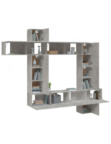 Set di Mobili Porta TV 9 pz Grigio Cemento in Legno Multistrato