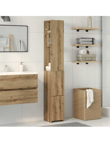 Armadietto Bagno Rovere 25x25x170 cm Legno Multistrato