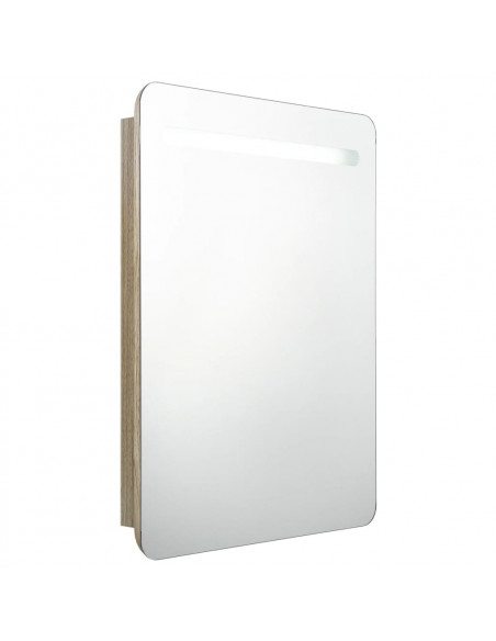 Armadietto Bagno con Specchio e LED Rovere 60x11x80 cm