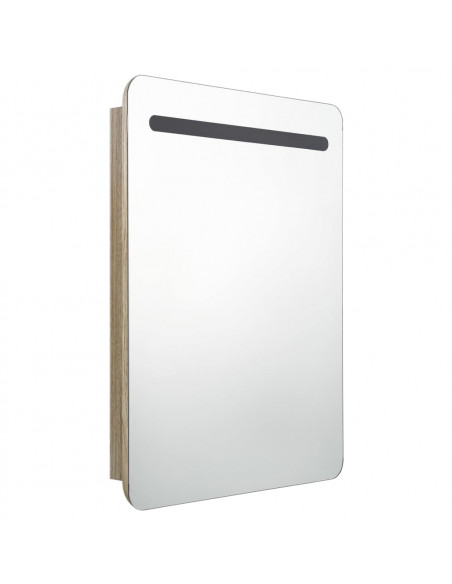 Armadietto Bagno con Specchio e LED Rovere 60x11x80 cm