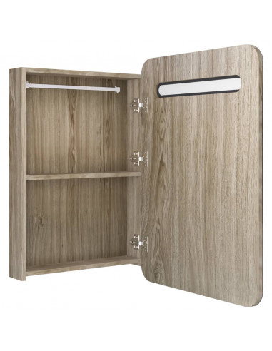 Armadietto Bagno con Specchio e LED Rovere 60x11x80 cm